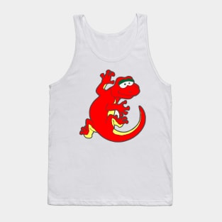 Red Toddler Cartoon Gecko Lizard Hanging On Tank Top